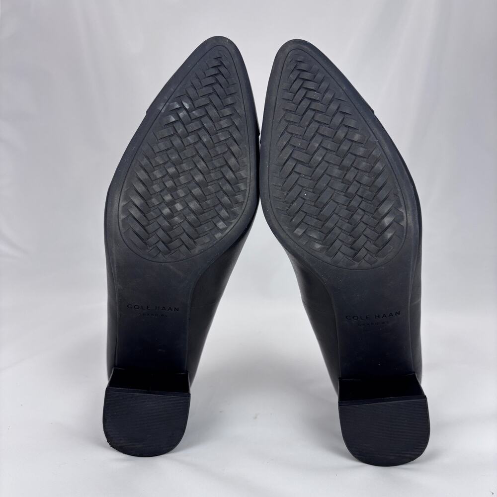 Cole Haan Go-To Women 6.5B Pump Black Leather Waterproof Cap-Toe Block Heel - Picture 6 of 9